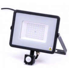 50W Slim Motion Sensor LED Floodlight Daylight White (Black Case)