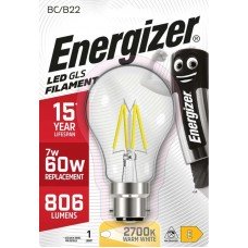 7W (60W Equiv) LED GLS Filament Bayonet Light Bulb Warm White