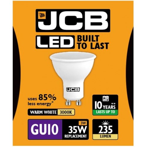 20 X JCB 5w = 50w LED GU10 100deg 4000k Cool White 370lm  Energy Class A+
