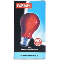 60W Fireglow Red Rough Service GLS Bayonet Light Bulb by Eveready