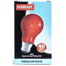 40W Fireglow Red Rough Service GLS Light Bulb by Eveready