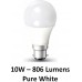 10W (60 Watt) LED GLS Bayonet Light Bulb - Daylight Pure White (6400K)