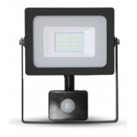 20W Slimline Motion Sensor LED Floodlight - Daylight White 6400K (Black Case)