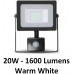 20W Slim Motion Sensor LED Floodlight Warm White (Black Case)