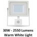 30W Slim PIR Motion Sensor LED Floodlight Daylight White (White Case)