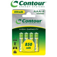 4 Pack AAA Contour 850 mAh Rechargeable Batteries