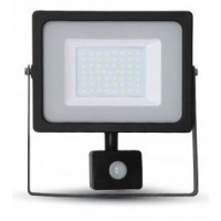 50W Slim Motion Sensor LED Floodlight Cool White 4000K (Black Case)