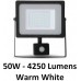 50W Motion Sensor LED Floodlight Warm White Black Case
