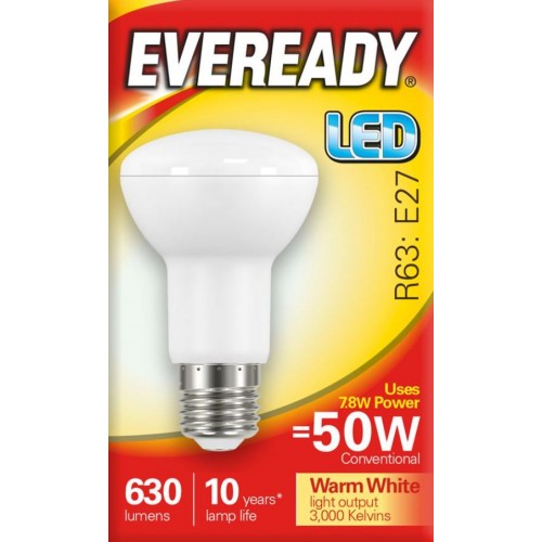 9watt R63 63mm Reflector LED ES E27 Screw Cap Daylight Equivalent To 50watt  - The Lightbulb Co. UK