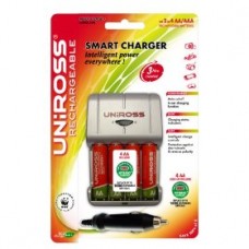 Uniross Smart Charger + 4 x AA Multi Usage Long Life Rechargeable Batteries