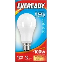 13.8W (100W) LED GLS Bayonet Light Bulb Warm White by Eveready