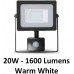 20W Slim Motion Sensor LED Floodlight Warm White (Black Case)