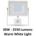 30W Slim PIR Sensor LED Floodlight Warm White (White Case)