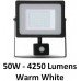 50W Motion Sensor LED Floodlight Warm White Black Case
