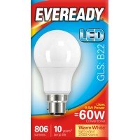8.8W (60W Equiv) LED GLS Bayonet B22 Light Bulb Warm White