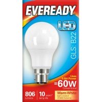 8.2W (60W Equiv) LED GLS Bayonet B22 Light Bulb Warm White